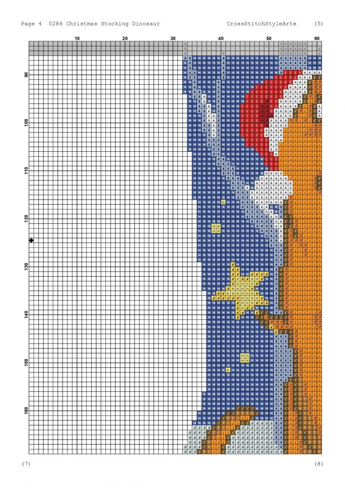 Cross Stitch Pattern PDF, Personalized Christmas Stocking Modern Counted Printable Easy Simple Cute Funny Dinosaur Holiday Stockings Cross Stitch Chart For Beginner DIY, Digital Download - Image 5