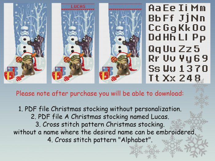Cross Stitch Stocking Pattern PDF, Personalized Modern Counted Printable Easy Simple Funny Christmas Design, Holiday Stockings Cross Stitch Chart For Beginners DIY, Digital Download