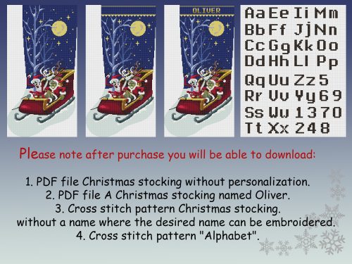 Cross Stitch Patterns Christmas Stockings PDF, Personalized Modern Counted Easy Simple Funny Nightmare Before Christmas, Grinch Holiday Stockings Cross Stitch Chart For Beginners DIY, Digital Download