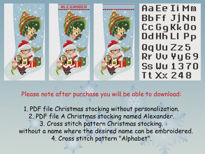 Cross Stitch Patterns PDF, Personalized Christmas Stocking , Funny Modern Counted Easy Cute Carl Cross Stitch for Beginners , Instant Download