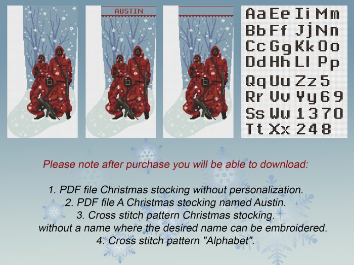 Cross Stitch Pattern PDF, Personalized Christmas Stocking , Modern Counted Easy DMC Cross Stitch Chart for Beginner DIY , Instant Download