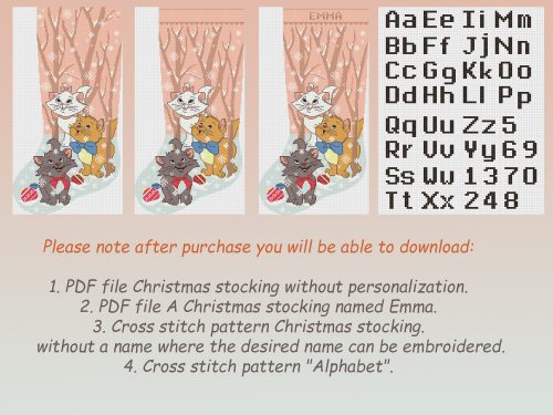 Cross Stitch Stocking Pattern PDF, Personalized Modern Counted Printable Easy Simple Funny Christmas Design, Holiday Stockings Cross Stitch Chart For Beginners DIY, Digital Download