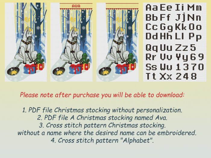 Cross Stitch Pattern Christmas Stocking PDF Modern Counted Easy Cute Horse Christmas Ornaments Cross Stitch for Beginner , Instant Download