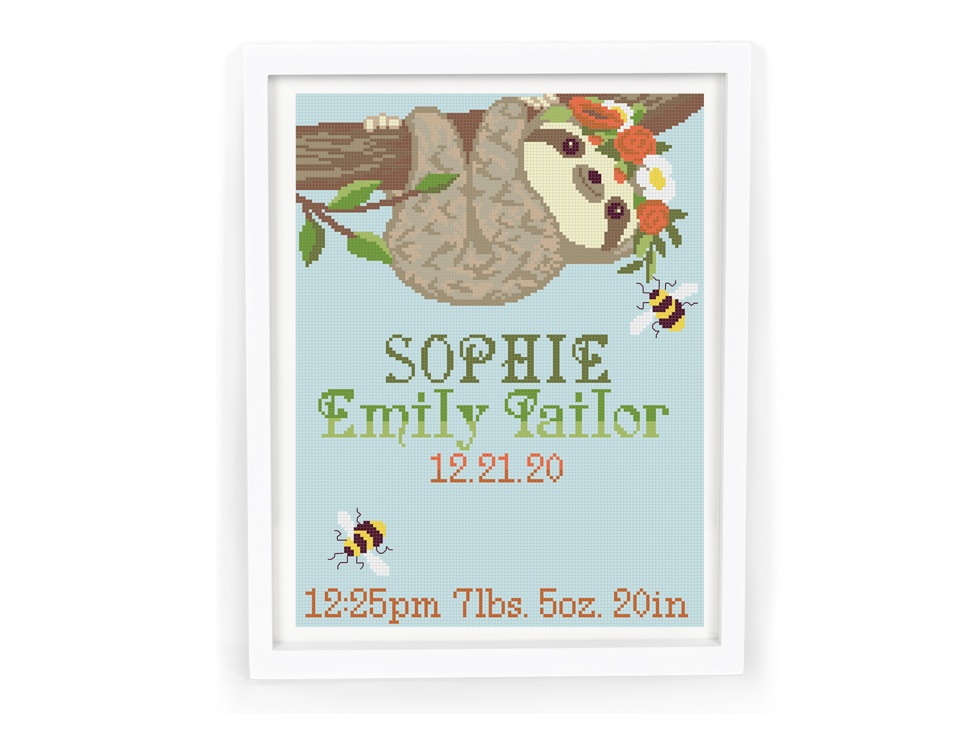 Cross Stitch Baby Announcement Pattern PDF, Cute Sloth Counted Modern Easy Nursery DMC Cross Stitch For Beginners DIY, Etsy Instant Download 4 Cross Stitch Baby Announcement Pattern PDF, Cute Sloth Counted Modern Easy Nursery DMC Cross Stitch For Beginners DIY, Etsy Instant Download