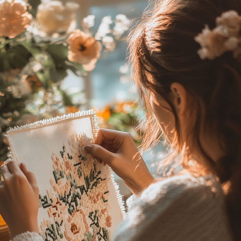 iryna 01887 a photo of a woman sitting making a piece of cross 2f473634 b3a5 4029 bcb6 be77c02891d3 e1758394300840