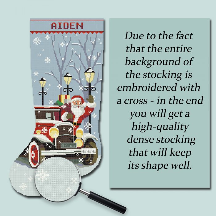 Cross Stitch Kits for Adults Stamped Personalized Christmas Stockings Cute Santa Claus Red Truck Needlepoint Counted Easy Cross-Stitch Patterns for Beginners, Embroidery Kit for Holiday Home Decor DIY - Image 8