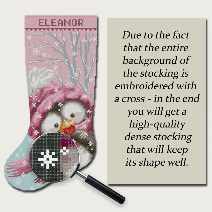 Personalized stamped cross stitch Christmas stocking kit with cute penguin design – DIY embroidery holiday gift for beginners and experienced stitchers