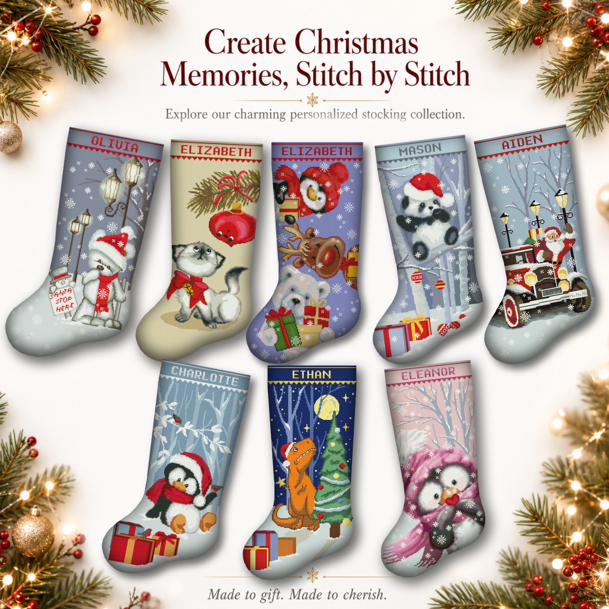 Christmas Stockings Cross Stitch Kit for Adults, Personalized Stamped Needlepoint Embroidery Set, Cute Xmas Bear, Easy Counted Patterns for Beginners, DIY Holiday Home Décor 8 Christmas Stockings Cross Stitch Kit for Adults, Personalized Stamped Needlepoint Embroidery Set, Cute Xmas Bear, Easy Counted Patterns for Beginners, DIY Holiday Home Décor - Image 8