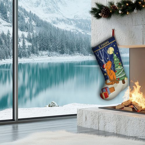Cross Stitch Kits for Adults, Stamped Personalized Christmas Stockings Cute Xmas Dinosaur Needlepoint Counted Easy Simple Cross-Stitch Patterns for Beginners, Embroidery Kit for Holiday Home Decor DIY