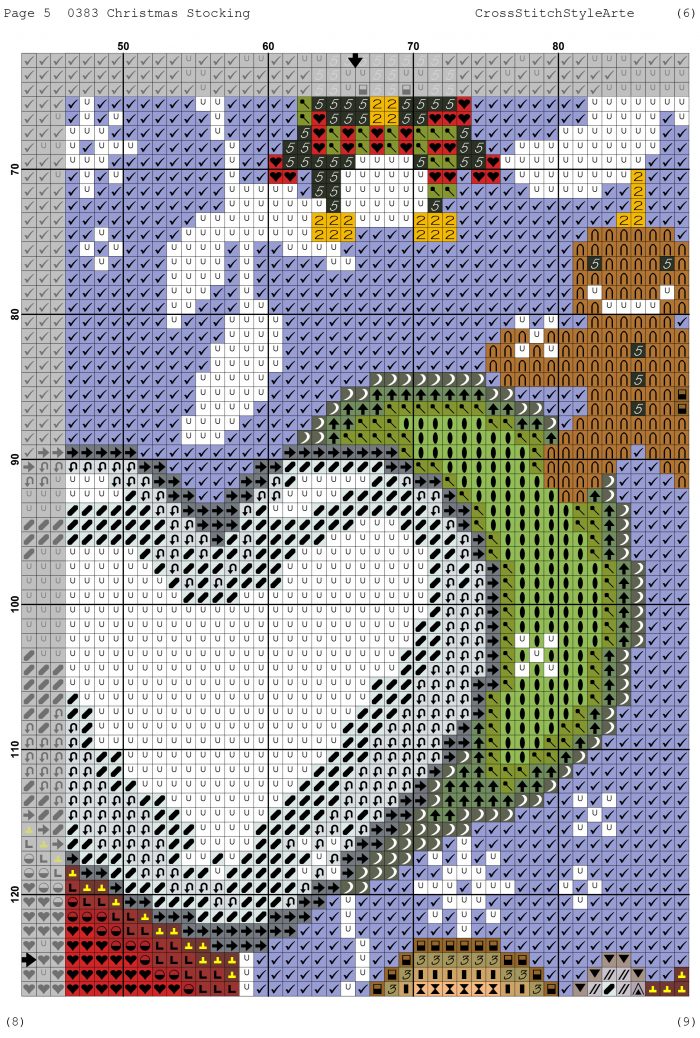 Cute animal bear Christmas stocking cross stitch pattern with gifts and snowflakes, personalized DMC embroidery chart, easy counted holiday design, digital download.
