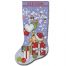 Cute animal bear Christmas stocking cross stitch pattern with gifts and snowflakes, personalized DMC embroidery chart, easy counted holiday design, digital download.