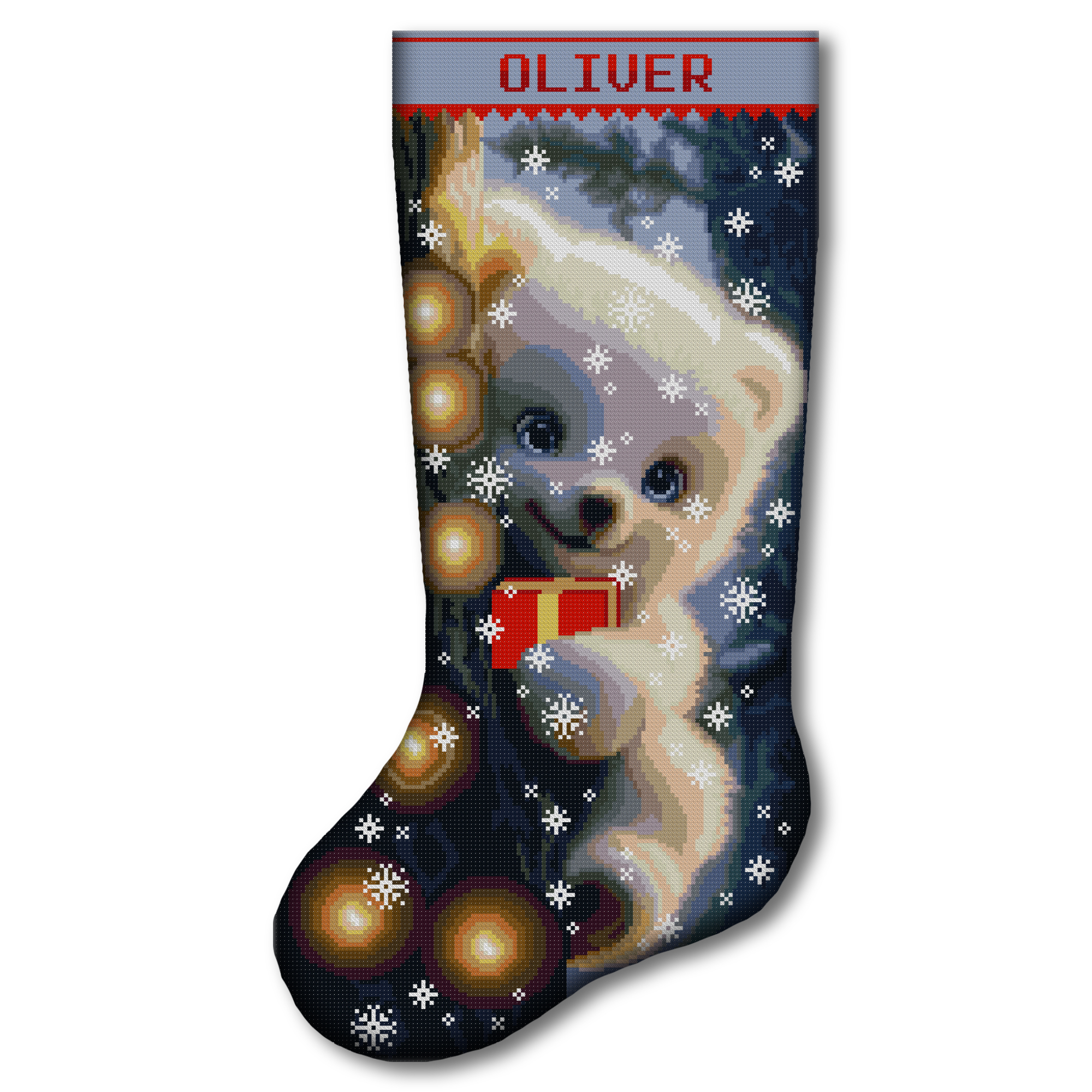 2-in-1 Cross Stitch Kit for Adults, Personalized Christmas Stocking with Custom Name, Stamped & Counted Aida 14, Cute Polar Bear Cub Needlepoint Embroidery Kit, Easy Holiday DIY Craft for Beginners 1 2-in-1 polar bear Christmas stocking cross stitch kit with stamped and counted cross stitch options, personalized handmade holiday stocking, beginner-friendly winter animal embroidery kit
