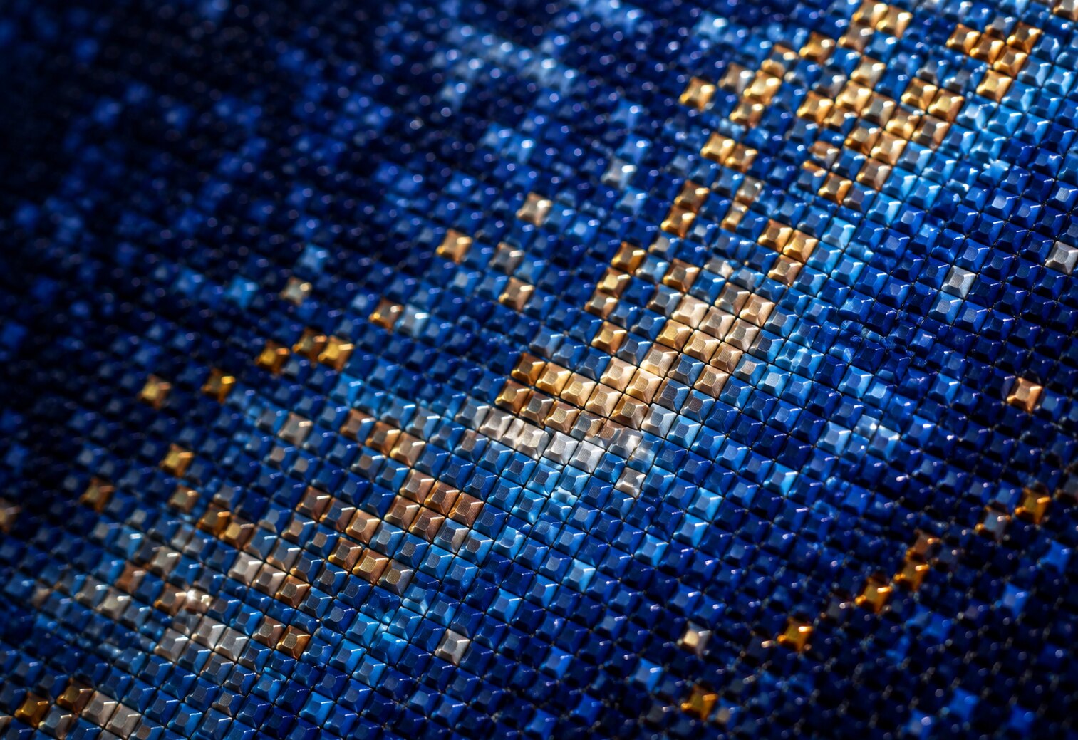 Blue and gold square diamond painting drills